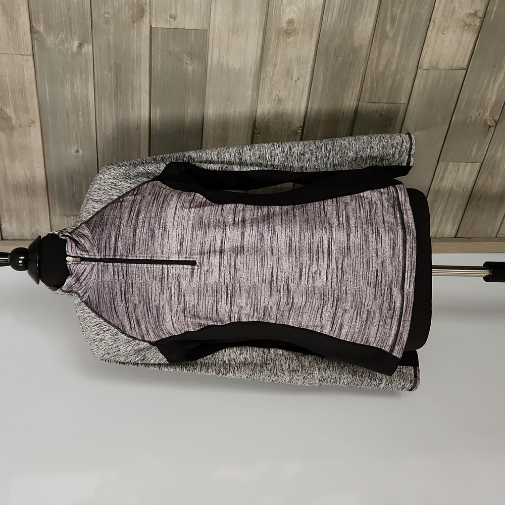 Tek Gear Womens Quarter Zip Workout Running Jacket- Gray Space Dye Pullover Lg